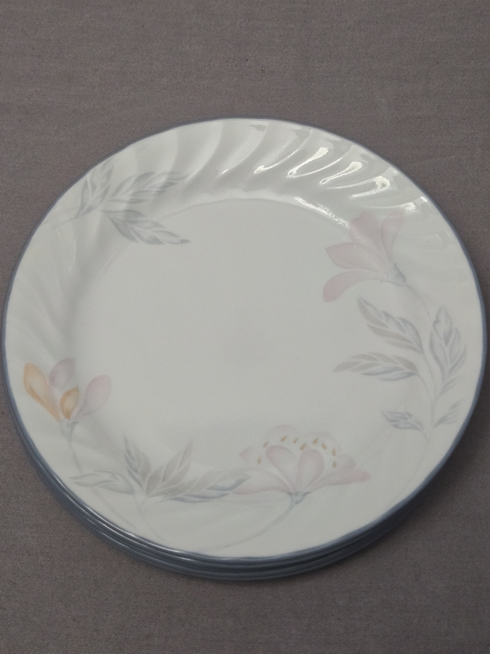 Corelle Pink Trio Plates 6pc Set 7.5" Round Glass Floral Microwave Safe